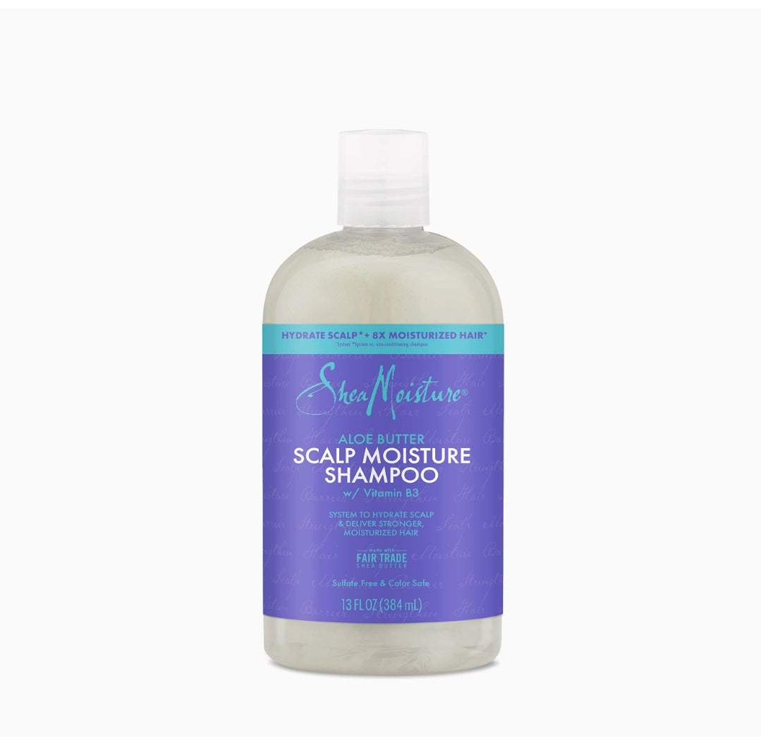 Champú hidratante para el cuero cabelludo, manteca de aloe y vitamina B3, cuidado del cabello con un impulso de hidratación para hidratar el cuero cabelludo + cabello hidratado, SheaMoisture 13 onzas