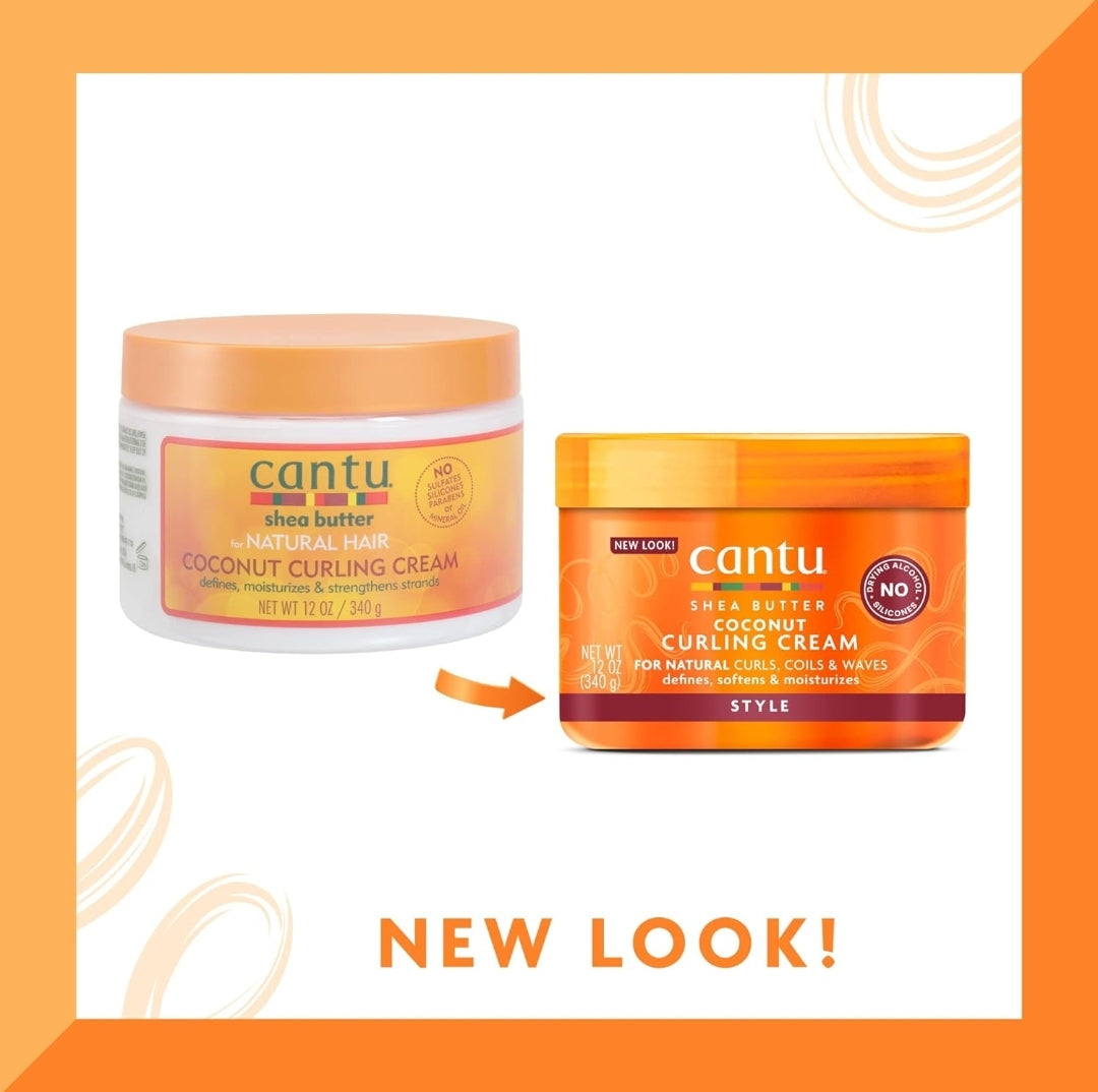 Cantu Crema rizadora de coco con manteca de karité para cabello natural, 12 onzas