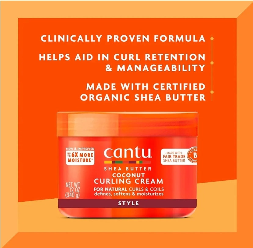 Cantu Crema rizadora de coco con manteca de karité para cabello natural, 12 onzas