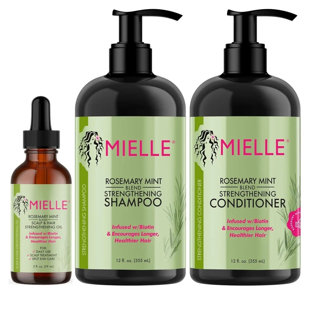 *Champú/ acondicionador / leave in Romero y menta Mielle