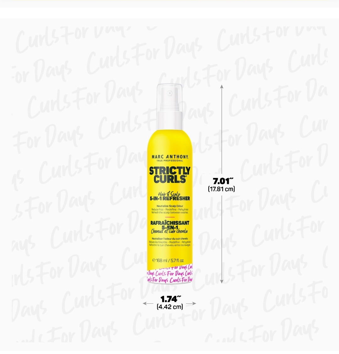 Marc Anthony Strictly Curls - Laca para cabello rizado, 5 en 1, fórmula nutritiva para cuero cabelludo y cabello hidratados, refrescados y saludables desde la raíz hasta las puntas, 5.7 onzas líquidas