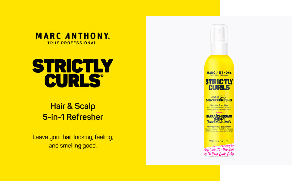 Marc Anthony Strictly Curls - Laca para cabello rizado, 5 en 1, fórmula nutritiva para cuero cabelludo y cabello hidratados, refrescados y saludables desde la raíz hasta las puntas, 5.7 onzas líquidas