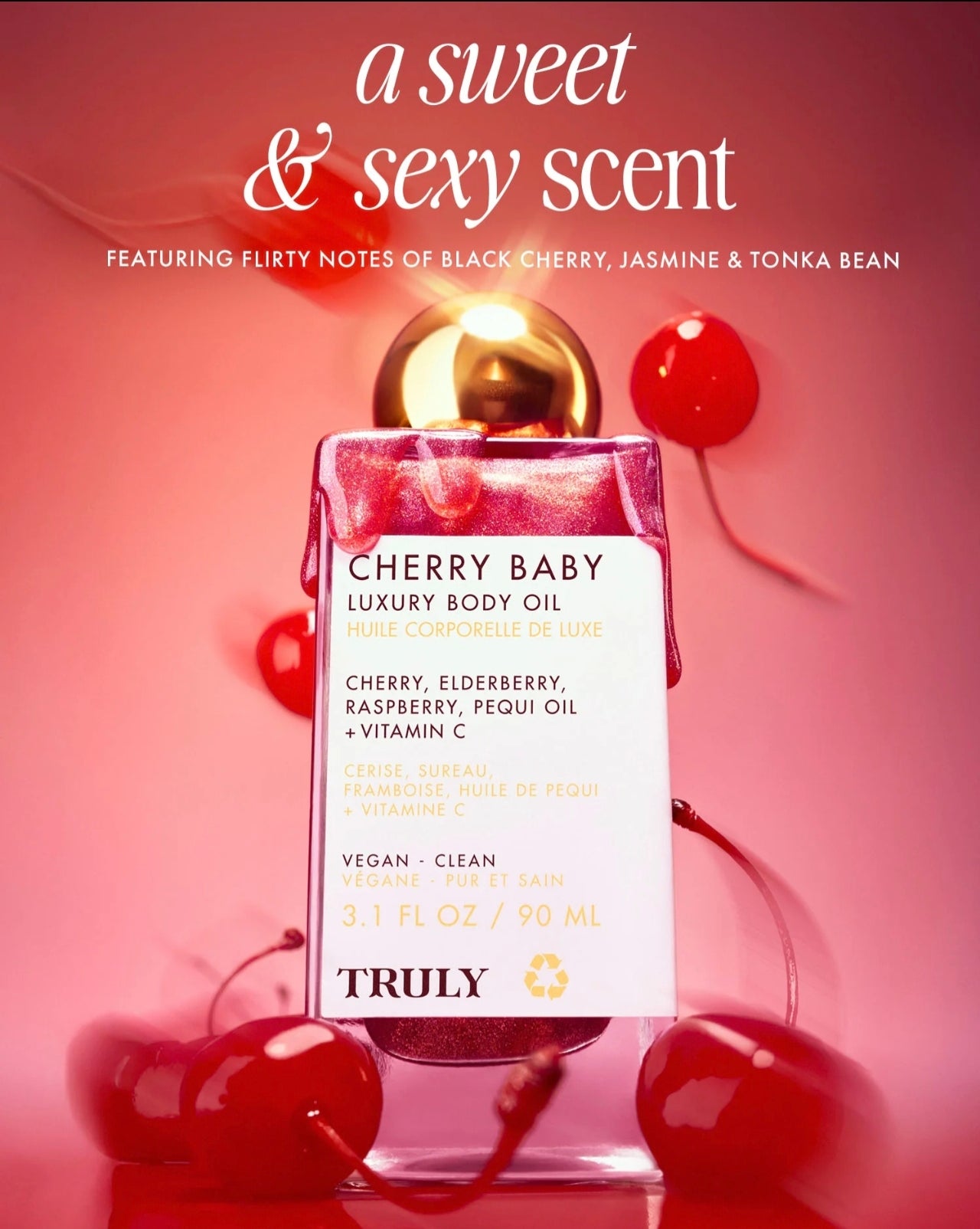 Aceite corporal de lujo Cherry Baby
Aceite corporal de cereza brillante