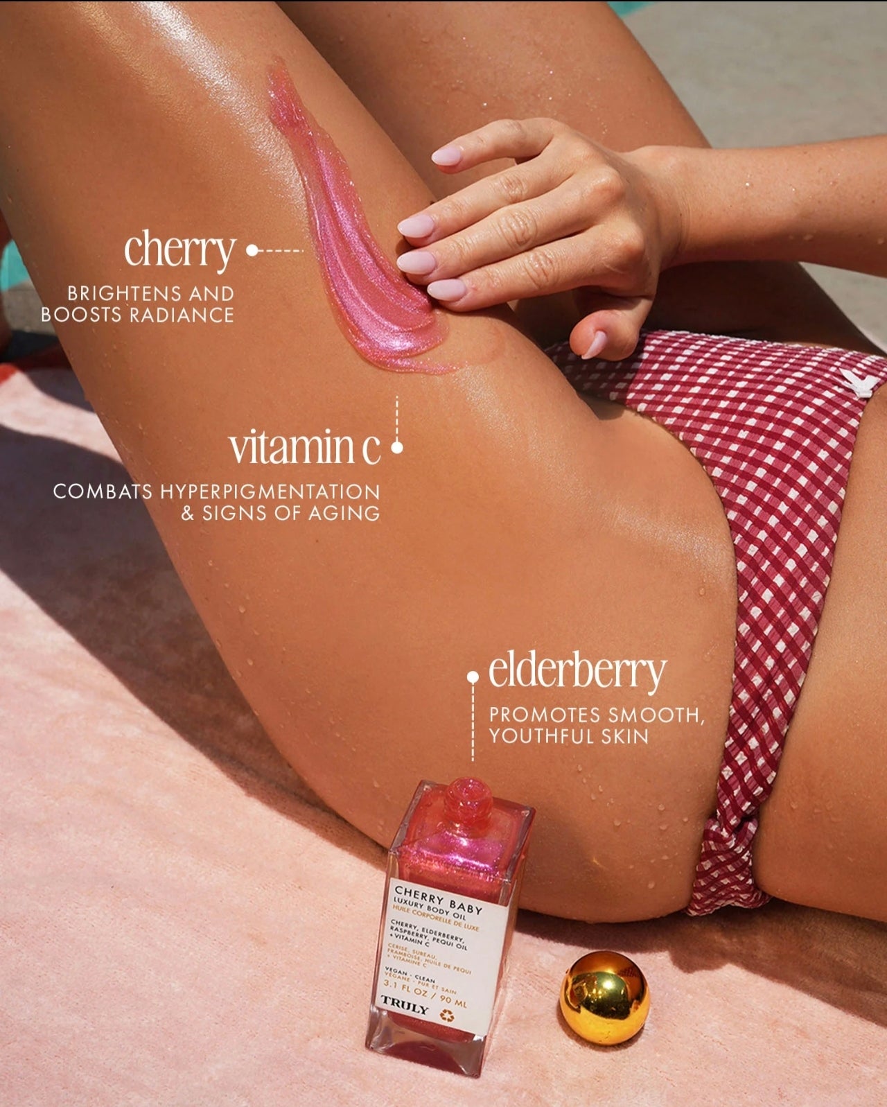 Aceite corporal de lujo Cherry Baby
Aceite corporal de cereza brillante