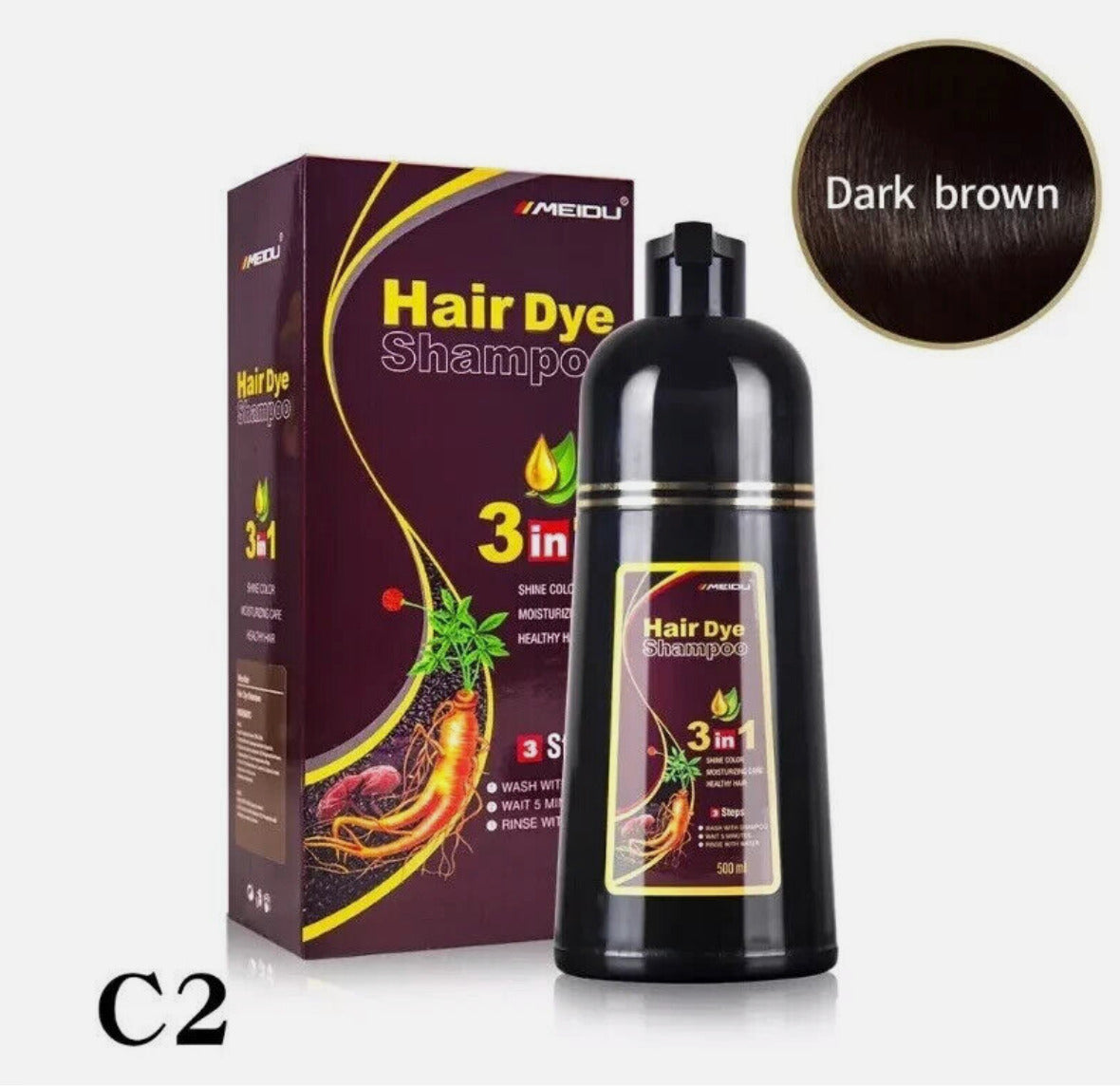 Champú para teñir el cabello instantáneo 3 en 1 de MEIDU, 500 ml