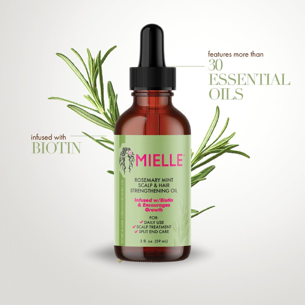 Aceite fortalecedor del cuero cabelludo y el cabello con romero y menta Mielle * serum