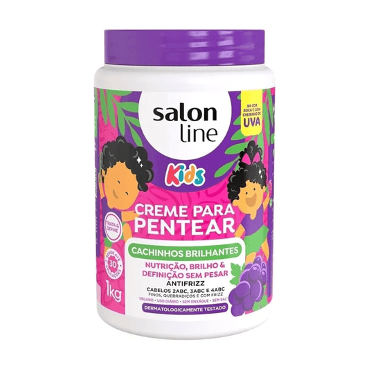 Salon Line Kids Crema para Peinar Cachinhos Brillantes Nutrición, Brillo y Definición Antifrizz 1 kg