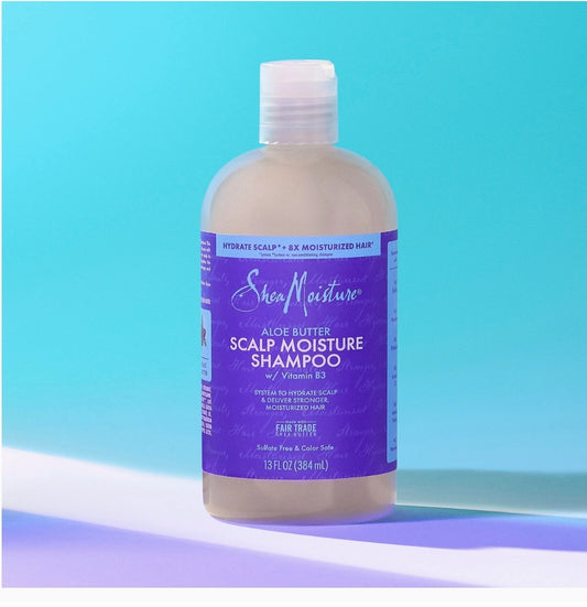 Champú hidratante para el cuero cabelludo, manteca de aloe y vitamina B3, cuidado del cabello con un impulso de hidratación para hidratar el cuero cabelludo + cabello hidratado, SheaMoisture 13 onzas