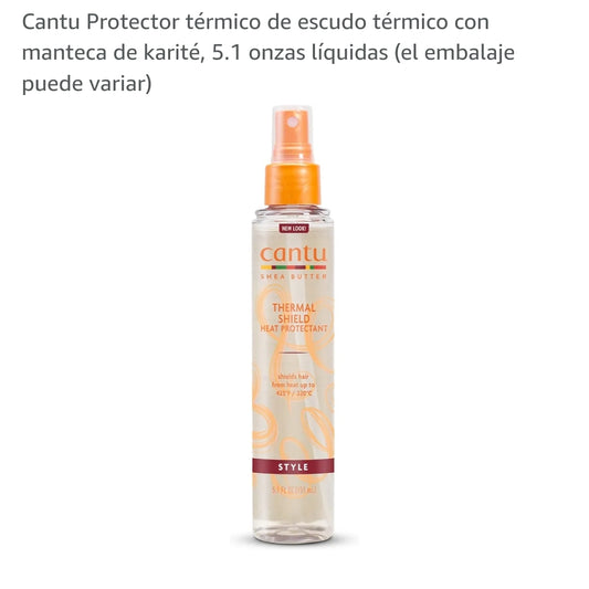 Cantu Protector térmico de escudo térmico con manteca de karité, 5.1 onzas líquidas (el embalaje puede variar)