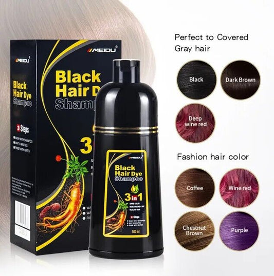 Champú para teñir el cabello instantáneo 3 en 1 de MEIDU, 500 ml
